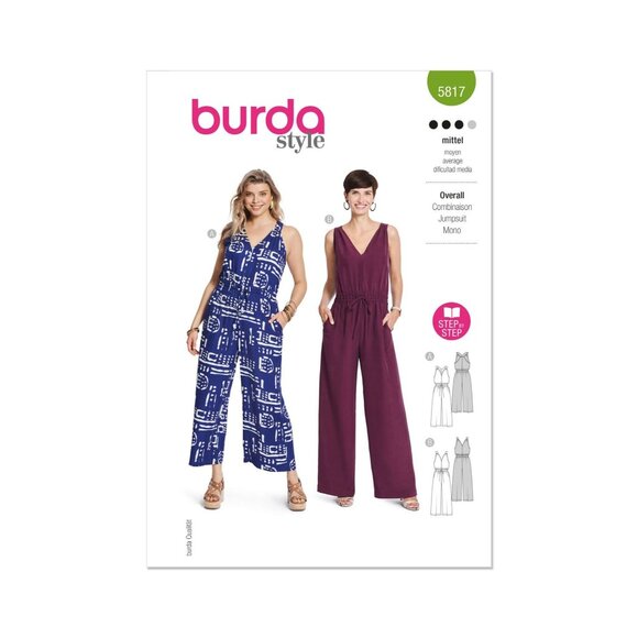 Burda Style Sewing Pattern 5817 Jumpsuit  Womens Size 10-22 - Picture 1 of 7